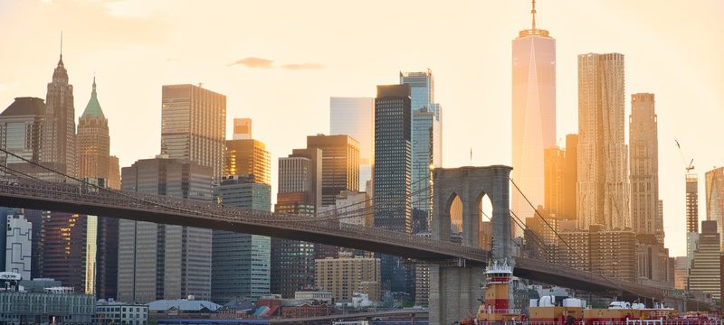 Brooklyn Bridge and Manhattan at sunset